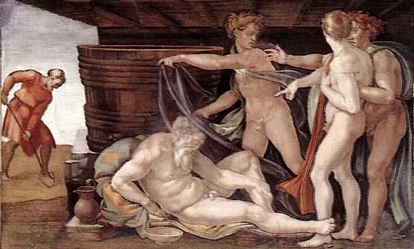 Michelangelo Buonarroti Drunkenness of Noah Spain oil painting art